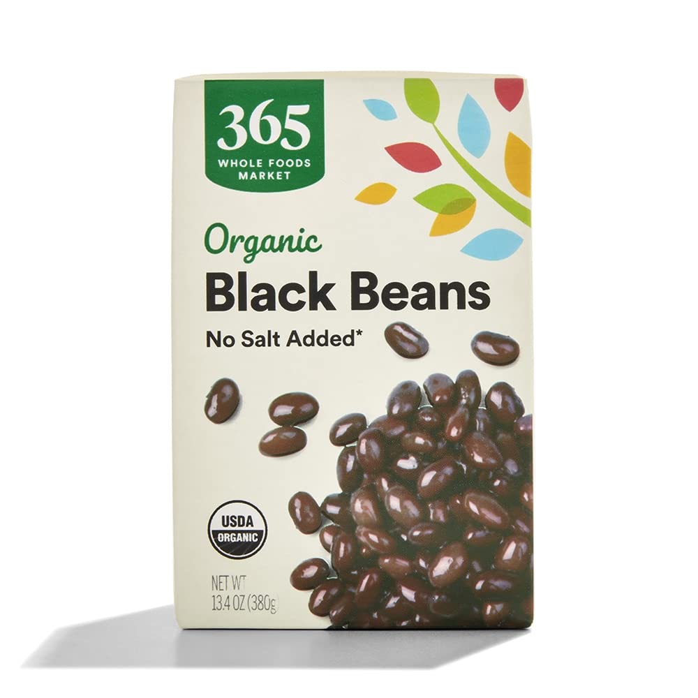 365 Organic Unsalted Black Beans for tacos soups bowls salads and plant-based meals