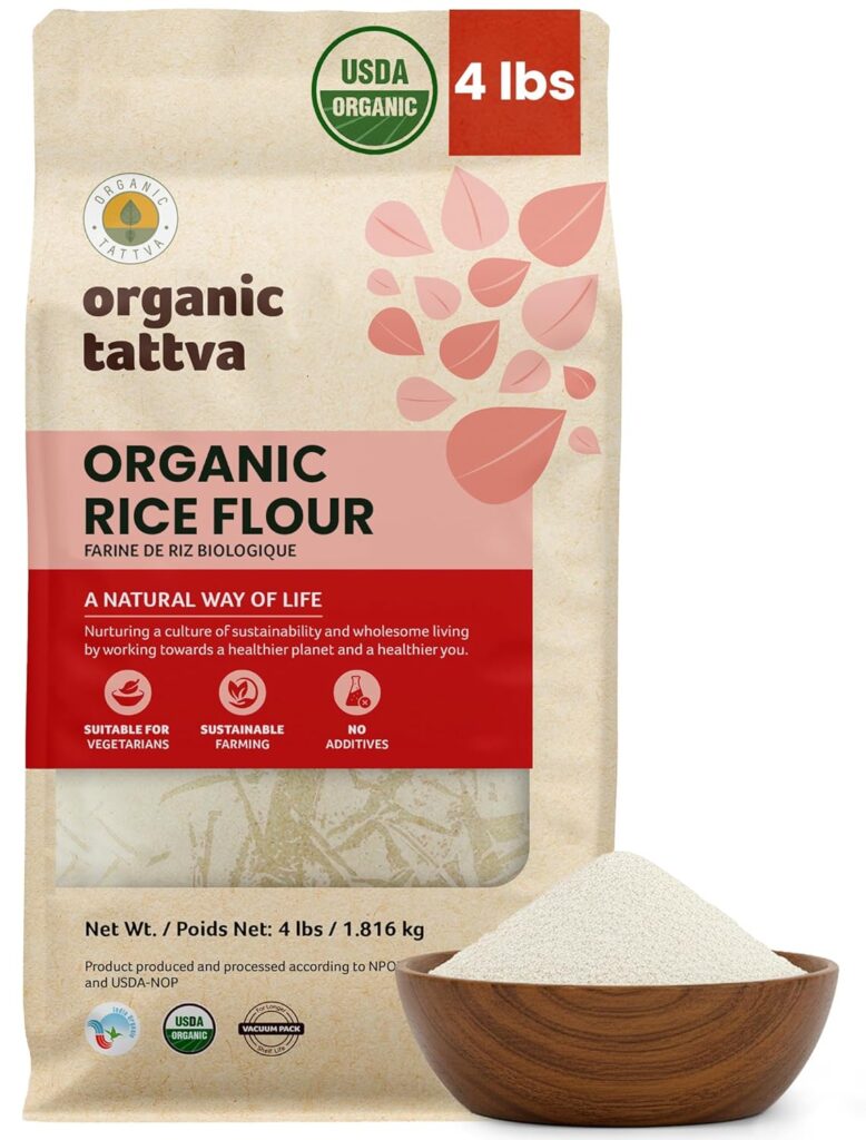 Organic Tattva white rice flour for gluten-free vegan baking and pantry blends