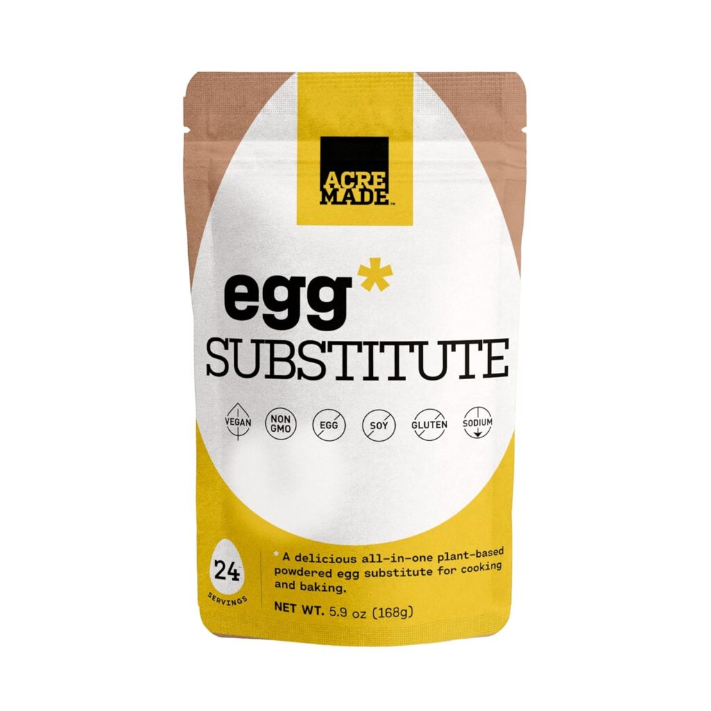 Powdered vegan egg substitute allergen free — AcreMade Plant-Based Egg Substitute pea protein powder package